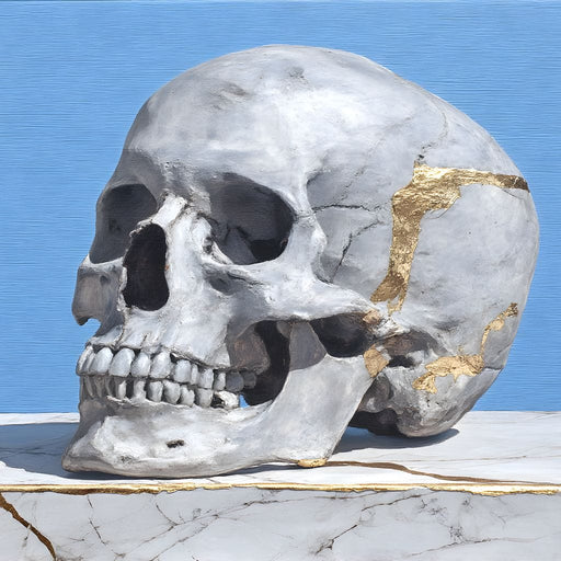 Kintsugi Skull on Marble Stilllife Canvas Print