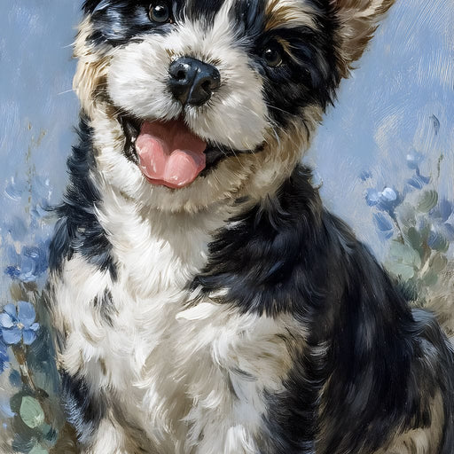 Puppy Grin with Floral Charm Canvas Print