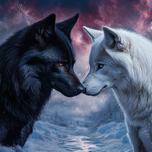 Winter Wolves Couple Canvas Print