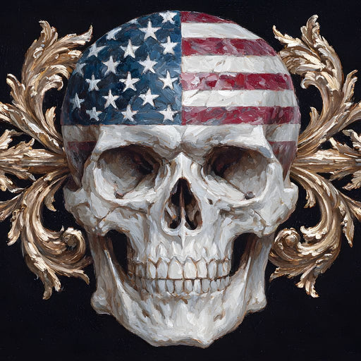 Patriotic Skull Baroque Fusion Canvas Print