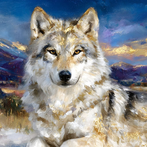 Golden Alpine Wolf Portrait - Neal Hackett Canvas Print