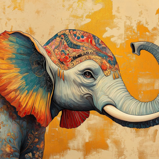 Elephant Splendor Floral Harmony Canvas Print