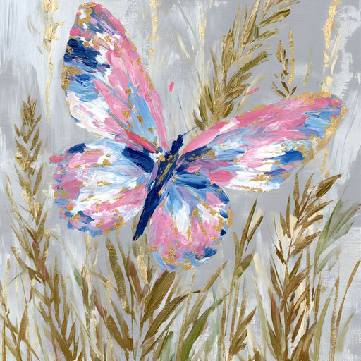 Pastel Butterfly Meadow Painting Canvas Print