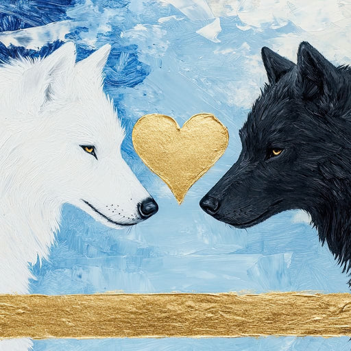 Golden Heart Wolves Canvas Print