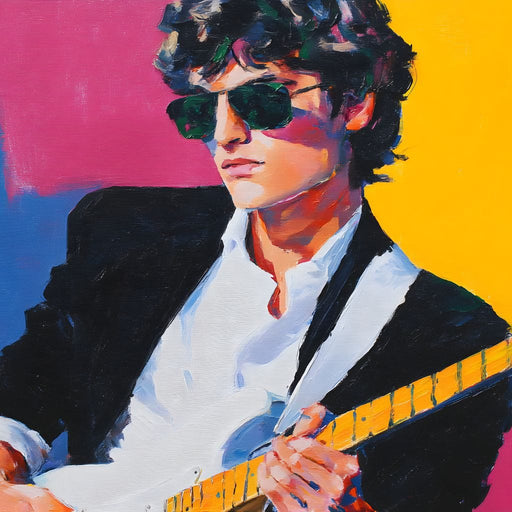 Vibrant Retro Electric Guitarist Canvas Print