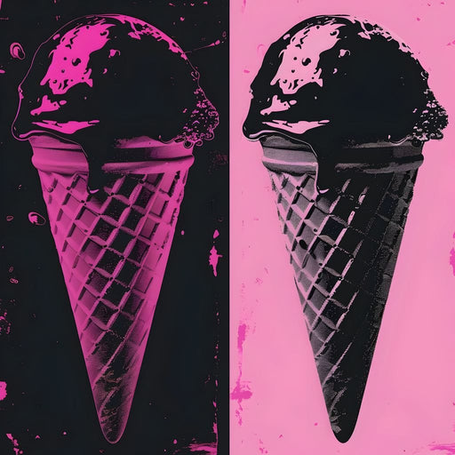 Black Pink Ice Cream Cones Canvas Print
