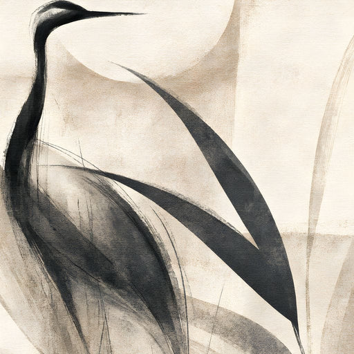 Lone Crane Watching The Pale Disc Canvas Print