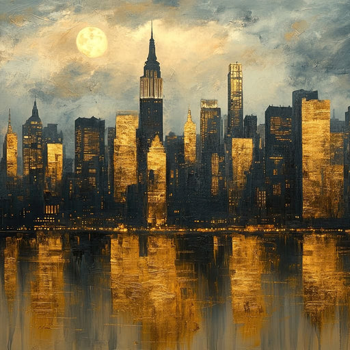 Golden Metropolis Reflection Canvas Print
