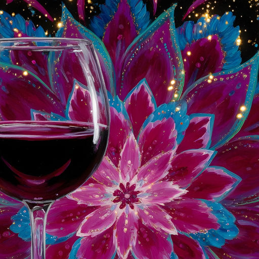 Celestial Petals Wine Mandala Canvas Print