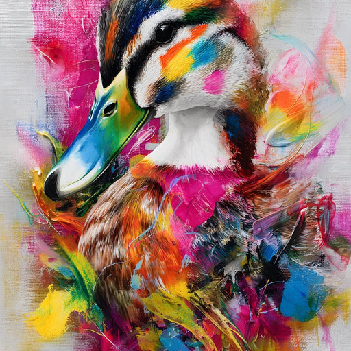 Rainbow Splash Duck Portrait Canvas Print