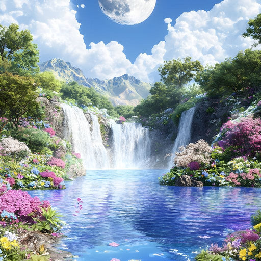 Lunar Reflection Over Falls Canvas Print