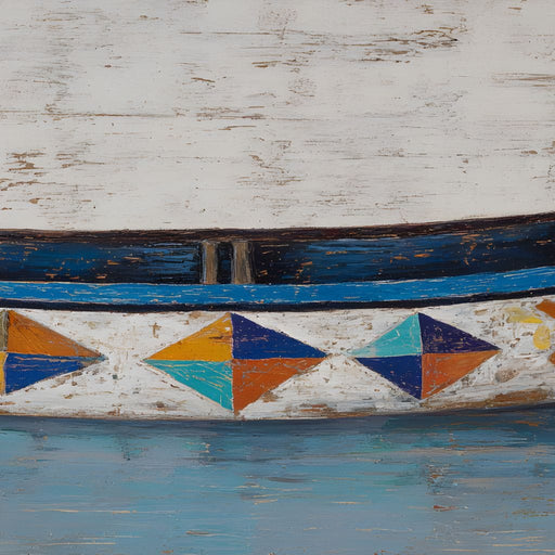 Colorful Coastal Canoe Drift Canvas Print