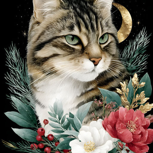 Moonlit Floral Gold Tabby Canvas Print