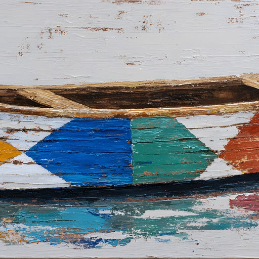 Colorful Driftwood Canoe Reflection Canvas Print