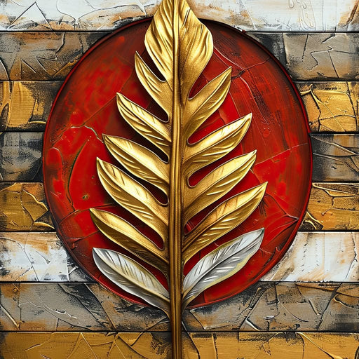 Golden Leaf on Ruby Sphere Canvas Print