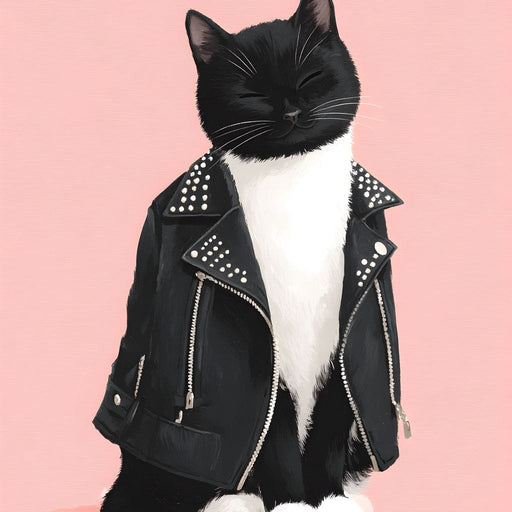 Biker Cat Attitude On Soft Pink Canvas Print