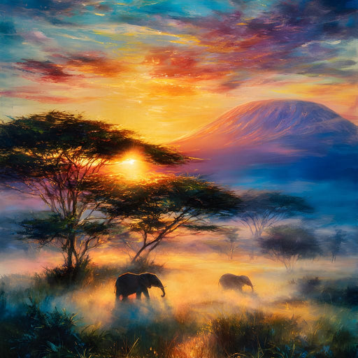 Kilimanjaro Dawn Elephant Path Canvas Print