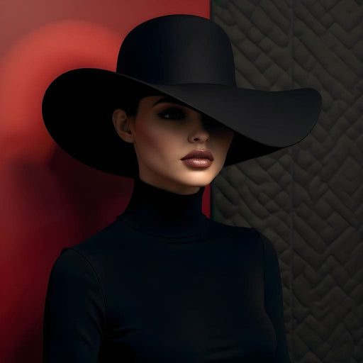 Noir Elegance Under Wide Hat Canvas Print