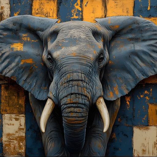 Elephant Majesty Patchwork Elegance Canvas Print