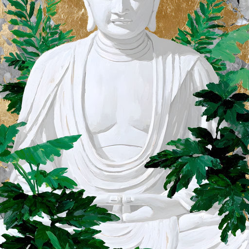 Golden Halo Buddha Garden Canvas Print
