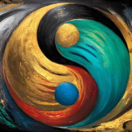 Golden Turquoise Yin Yang Flow Canvas Print