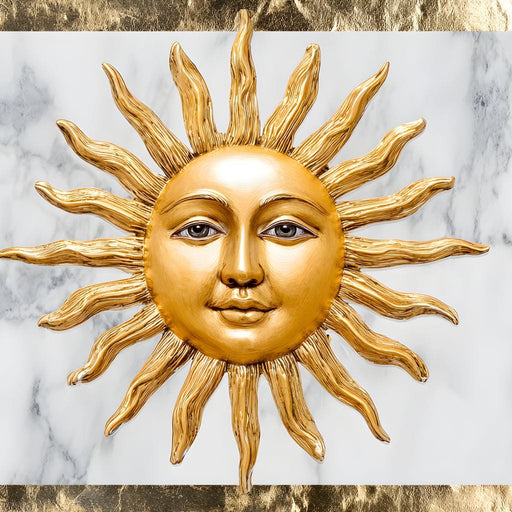 Celestial Golden Sunburst Marble Canvas Print