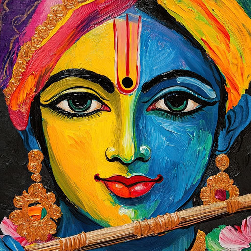 Divine Radiance of Vibrant Krishna Canvas Print