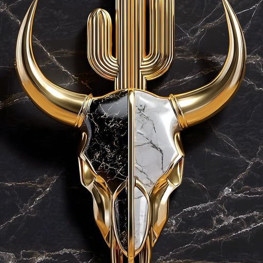 Golden Desert Totem Skull Marble Canvas Print