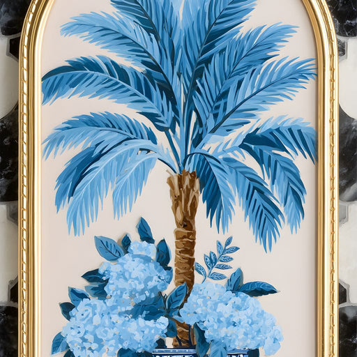 Tropical Elegance Flourish in Blue Canvas Print