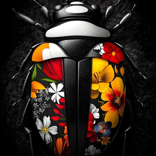 Floral Beetle Kaleidoscope Canvas Print