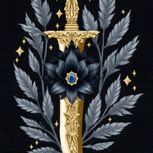 Golden Dagger Midnight Floral Canvas Print