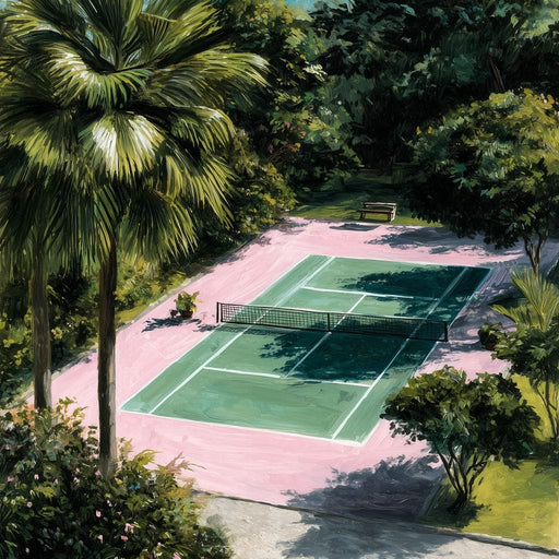 Palm Garden Tennis Court Retreat Canvas Print