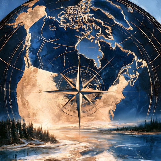 Northern Compass Over Frozen Tundra Canvas Print