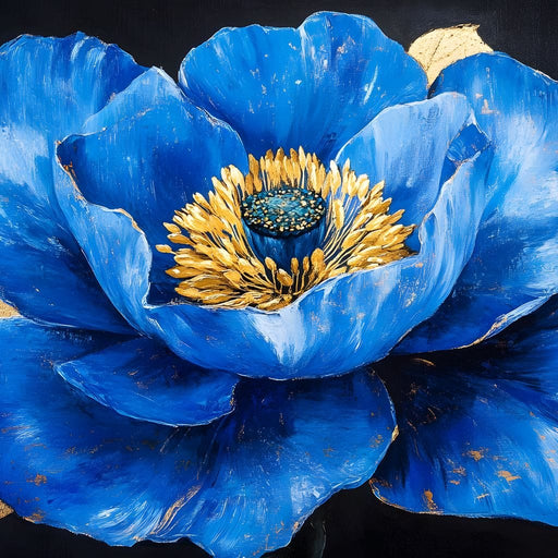 Golden Petal Azure Bloom Canvas Print