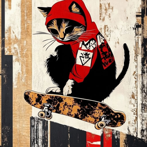 Feline Skateboarder Canvas Print