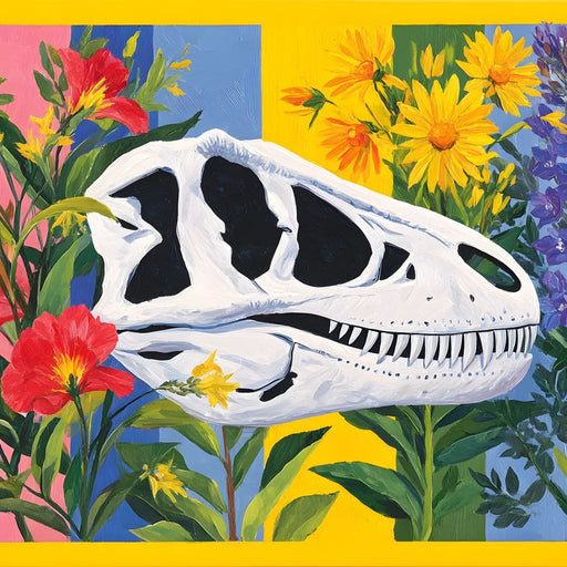 Dinosaur Elegance Flora Fusion Canvas Print