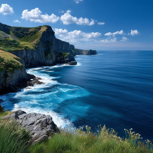 Wild Cliffs Over Blue Sea Canvas Print