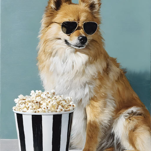 Cool Pomeranian Popcorn Night Canvas Print