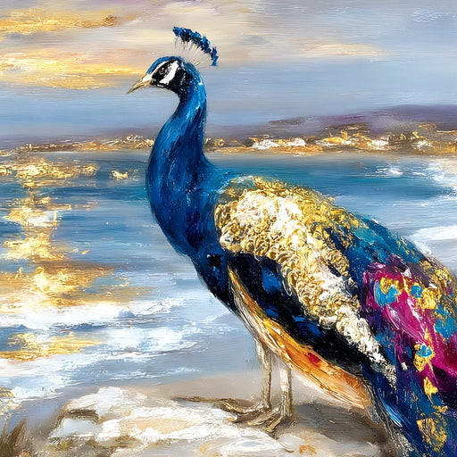Gilded Peacock Shorelight Canvas Print
