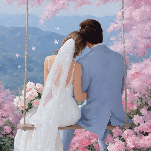 Wedding Vows Under Blossom Skies Canvas Print