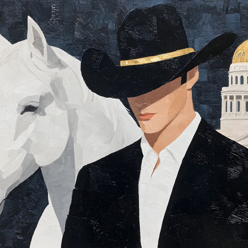 Capitol Cowboy With Noble Steed Canvas Print
