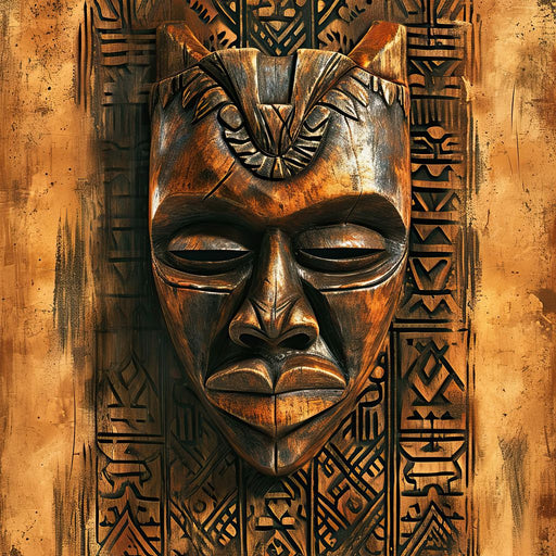 Ancient Tribal Mask Design Canvas Print