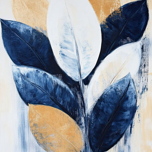 Golden Indigo Leaves Canvas Print