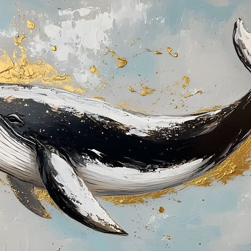 Golden Waves Ocean Whale Canvas Print