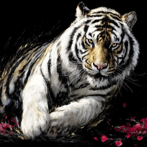 Snow Tiger Petal Shadow Canvas Print