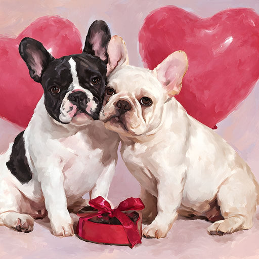French Bulldog Love Duo Hearts Canvas Print
