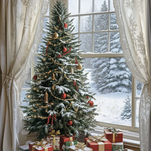 Christmas Tree by the Window Canvas Print