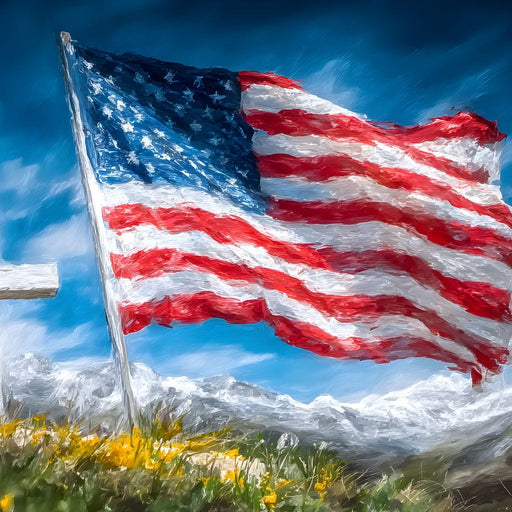 Majestic Peaks and Patriotism Canvas Print