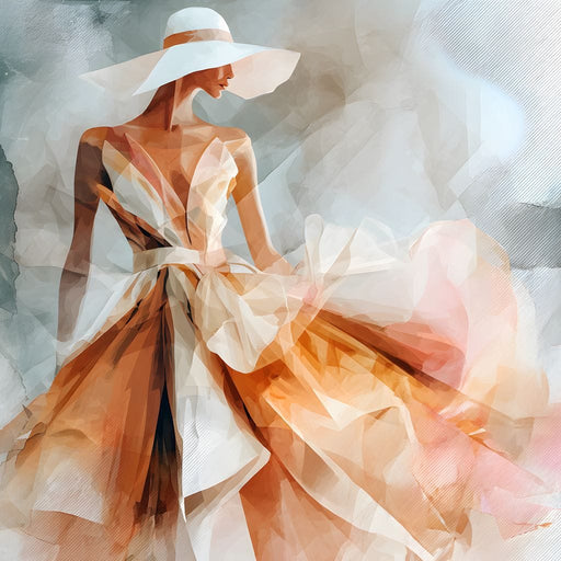 Sun Hat Lady in Peach Gown Canvas Print