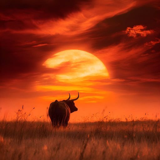 Majestic Bull Sunset Reverie Canvas Print